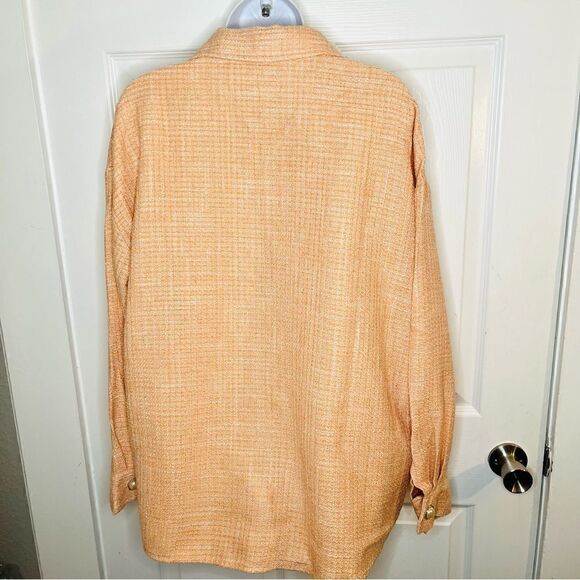 Andree Oversized Pearl Button Down Tweed Shacket Peach M - Picture 9 of 13